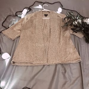 Talbots Shimmery Gold Short Sleeve Cardigan NWOT